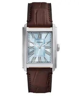 Мужские часы Carraway с тремя стрелками, коричневые кожаные, 30 мм Fossil, коричневый 16440276 | brown crocodile