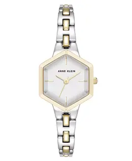 Женские часы Quartz Petite с двухцветным браслетом из металлического сплава, шестигранный корпус, 21 мм Anne Klein, мультиколор 19237862 | silver-tone/gold-tone