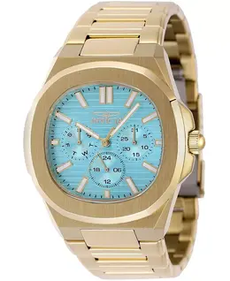 Мужские часы 48522 Speedway Quartz Chronograph со светло-голубым циферблатом Invicta, золотой 22342544 | gold