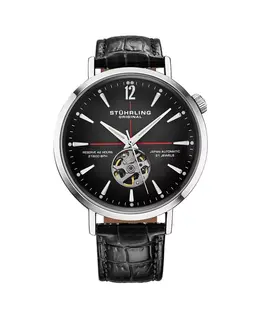 Мужские часы 1021 Quasar Skeleton Automatic, 42 мм Stuhrling, черный 21825364 | black