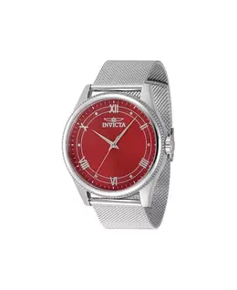 Мужские часы 48484 Celestial Quartz с красным циферблатом и тремя стрелками Invicta, серебряный 21842238 | silver