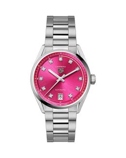 Часы Carrera, 36 мм Tag Heuer, розовый 5499957 | pink/silver