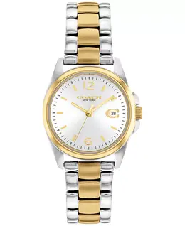 Женские часы Greyson с двухцветным браслетом из нержавеющей стали, 28 мм Coach, серебряный 13620186 | two-tone stainless steel