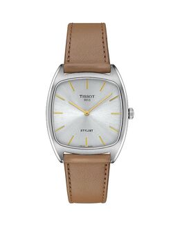 Стильные часы, 32 мм Tissot, белый 5390101 | white/brown