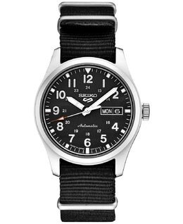 Мужские автоматические часы 5 спортивных черных нейлоновых ремешков 43 мм Seiko 13055720 | black