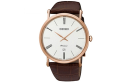 Мужские часы Premier Quartz Movement 40.7 мм с белым циферблатом Seiko skp398j1