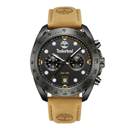 Часы Carrigan Collection с кварцевым механизмом, кожаным ремешком, черным циферблатом 44 мм, мужские часы Timberland tdwgf2230501