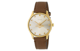 Часы женские Gucci G Timeless Collection с кварцевым механизмом, серый циферблат 36 мм, ремешок из натуральной кожи ya1264199