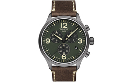 Скоростная серия Мужские часы с кварцевым механизмом Зеленый циферблат Корпус из нержавеющей стали Ремешок из натуральной кожи Tissot t116.617.36.097.00