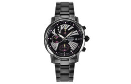 Кварцевые часы из нержавеющей стали с ионным покрытием ремешка 37,2 мм, женские часы с черным циферблатом Seiko sndy07p1