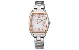 Солнечные кварцевые часы с позолоченным ремешком из нержавеющей стали для женщин с белым циферблатом Seiko swfh126