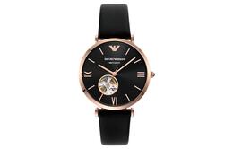 Наручные часы с автоматическим механическим механизмом, кожаным ремешком, черным циферблатом, мужские ar60064 Emporio Armani