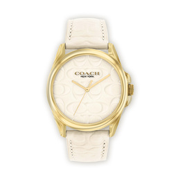 Часы женские Coach с кварцевым механизмом, белый циферблат 36 мм, ремешок из натуральной кожи 14504141