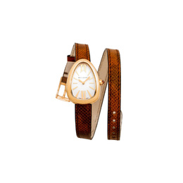 Серпенти Серии Наручные часы Кварцевый механизм Ремешок из кожи водяной змея 32 мм Белый циферблат Женские часы Bulgari bvl102919