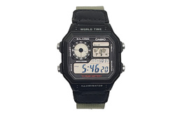Casio Часы Unisex YOUTH Black Watch, Black Block Wrist Brace Green ae-1200wh-1a（watch3-改装-黑方块护腕绿） | black block wrist brace green