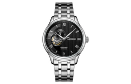 Seiko Presage Series Механический механизм Наручные часы из нержавеющей стали Мужские часы Черный циферблат ssa377j1