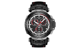 Мужские часы с кварцевым механизмом Tissot, черный циферблат 47.6 мм, корпус из нержавеющей стали, резиновый ремешок t115.417.27.051.01