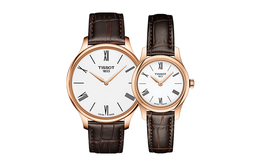 Junya Collection Кварцевый механизм Универсальные часы 25 мм Белый циферблат Корпус из нержавеющей стали Кожаный ремешок Tissot t0634093601800+t0630093601800