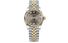 Автоматический механический хронометр для женщин из серии Log, диаметр 31 мм, серый циферблат, корпус из нержавеющей стали, стальной браслет Rolex 278273-0018