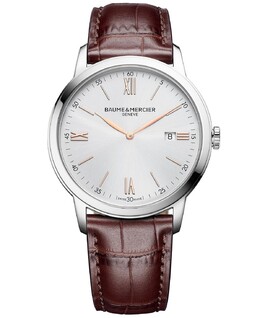 Мужские швейцарские часы Classima с красно-коричневым кожаным ремешком, 42 мм Baume & Mercier 6222403 | no color