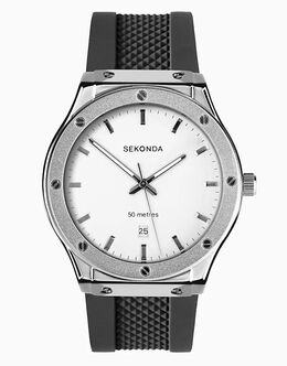 Часы Sekonda Sekonda titan 42 мм круглые серебристые в черном цвете 149072018 | black