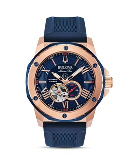 Автоматические часы Bulova Marine Star с синим силиконовым ремешком, 45 мм, синий 3287520 | blue