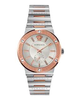 Часы с логотипом Greca Versace, цвет two tone/two tone/silver 7726458404924 | two tone/two tone/silver