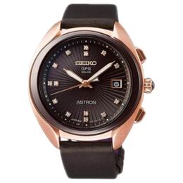 Seiko Часы Quartz/Satellite Solar Collection Solar Quartz Movement Leather Strap Watch 39.8mm Women's Watch Black Dial, Black Dial stxd004j | black dial