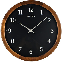 Seiko Часы Quartz Movement Wooden Wall Clock Unisex Black qxa763z