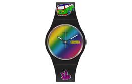 Swatch Часы Quartz Movement Unisex Watch Black Dial Ceramic Watch Case Silicone Strap, Black so31b101 | black