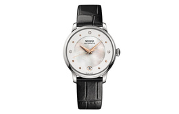 Mido Часы Baroncelli Automatic Mechanical Movement Women's Watch 33mm White Dial Stainless Steel Case Leather Strap, White Mother of Pearl m039.207.16.106.00 | white mother of pearl