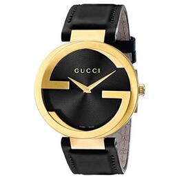 Gucci Часы Interlocking Wrist Watch Quartz Movement Leather Strap Black Dial Unisex ya133326
