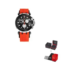 Tissot Часы Race Collection Quartz Movement Men's Watch Watch 47.6*43mm Black Dial Stainless Steel Case Rubber Strap, Black Dial Red Strap t115.417.27.051.00 | black dial red strap