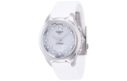 Tissot Часы Solar Quartz Movement Men's Watch Watch 37mm White Dial Stainless Steel Case Rubber Strap, White t075.220.17.017.00 | white