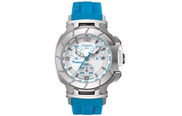 Tissot Часы Race Collection Quartz Movement Women's Watch 40.66mm White Dial Stainless Steel Case Silicone Strap, Blue t048.217.17.017.02 | blue