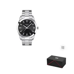 Tissot Часы Windy Collection Quartz Movement Men's Watch Watch Black Dial Stainless Steel Case Stainless Steel Watchband, Black t127.410.11.051.00-配赠版 | black