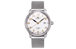 Zeppelin Часы Automatic Mechanical Movement Men's Watch Watch White Dial Stainless Steel Case Stainless Steel Watchband, White Dial 7656m | white dial