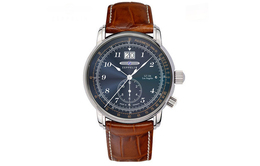 Zeppelin Часы Los Angeles Collection Quartz Movement Men's Watch Watch Blue Dial Stainless Steel Case Leather Strap 8644-3