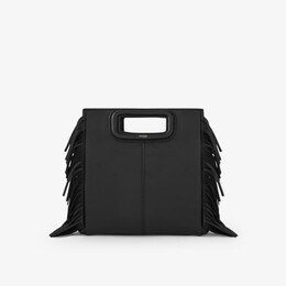 Кожаная сумка через плечо m с бахромой Maje, цвет noir / gris r04255731 | noir / gris