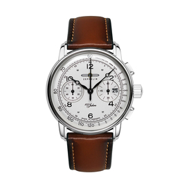 Zeppelin Часы Hundred Years Collection Quartz Movement Men's Watch Wrist Watch White Dial Stainless Steel Case 8676 1, 8676-1 White Disc Dark Brown Leather Belt 8676-1 | 8676-1 white disc dark brown leather belt