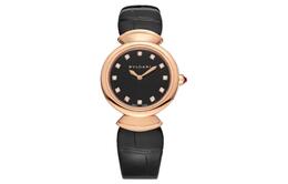 Bulgari Часы DIVAS' DREAM Wrist Watch Quartz Movement Crocodile Leather Strap 30mm Black Dial Women's, Black 102841 | black