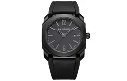 Bulgari Часы OCTO Collection Wrist Watch Automatic Mechanical Movement Rubber Strap Black Dial Men's 102737, Black 102737 | black