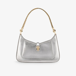 Маленькая кожаная сумка через плечо Serpenti baia Bvlgari, серебряный r04198463 | silver