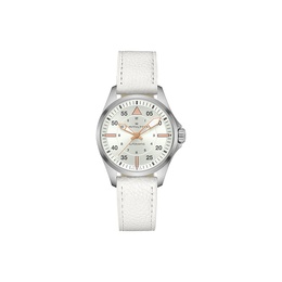 Hamilton Часы Khaki Pilot Xil Automatic Mechanical Movement Women's Watch 36mm White Dial Stainless Steel Case Leather Strap, h76215850