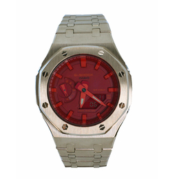 Casio Часы Men Liquid Crystal/Analog Dual Display Series Red Watch, Rose Gold Coral Red ga-2100-4a（watch3-改装-玫金珊瑚红） | rose gold coral red