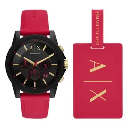 Armani Exchange Часы AE Wrist Watch Quartz Movement Silicone Strap Black Dial Men's Watch ax7152set