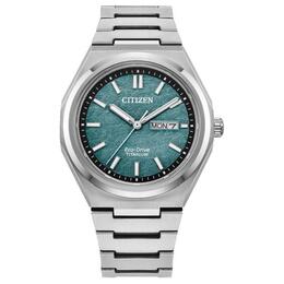 Citizen Часы Eco Drive Series Solar Quartz Movement Super Titanium Strap Watch Men's Watch Green Dial, Green Dial aw0130-85x | green dial