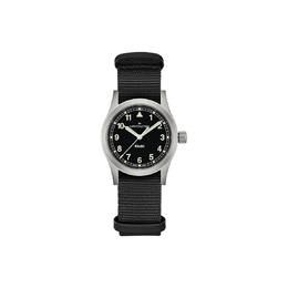 Hamilton Часы Khaki Field Series Quartz Movement Unisex Watch 38mm Black Dial Stainless Steel Case Canvas Fabric NATO Strap, Black h69401430 | black