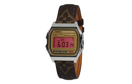Casio Часы Retrofit Series Electronic Movement Genuine Leather Strap Watch Unisex Gold Dial a158wea-9（watch1100-改装-金盘棕调）