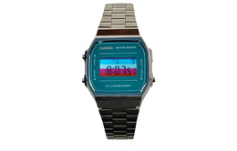 Casio Часы Retrofit Series Quartz Movement Stainless Steel Strap Watch Men's Watch Blue Dial, Blue Dial with Blue and Red Stripes and Blue Crystal Lens a168wem-2(watch5-改装-银界） | blue dial with blue and red stripes and blue crystal lens